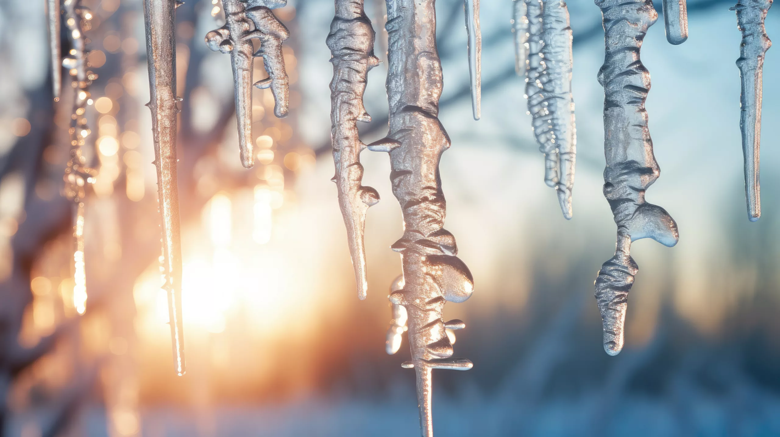 Winter Storm Resources image - Icicles with sun behind them
